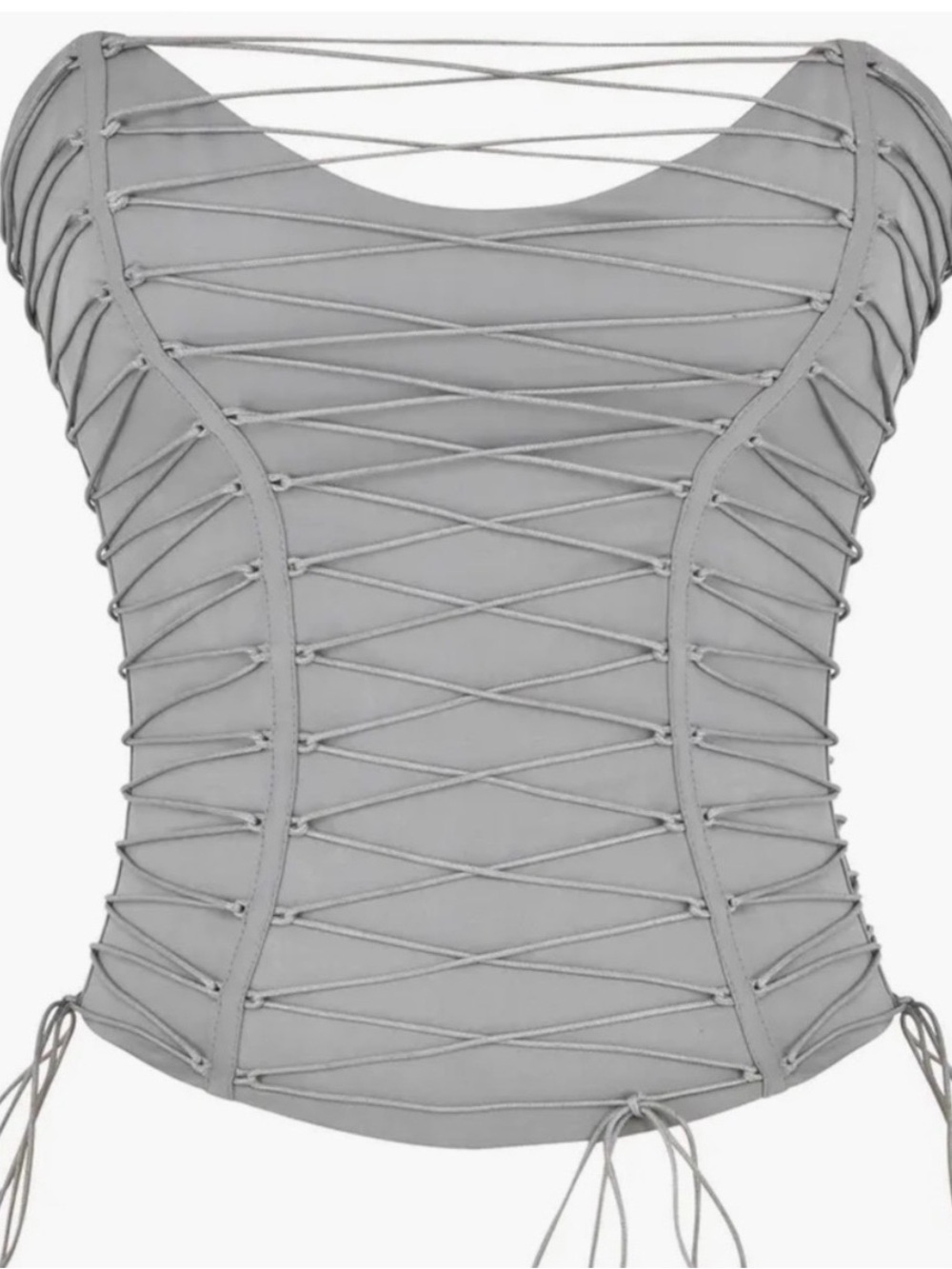 House of CB Taupe Lace-Up Satin Corset Crop Top - Picture 3 of 6